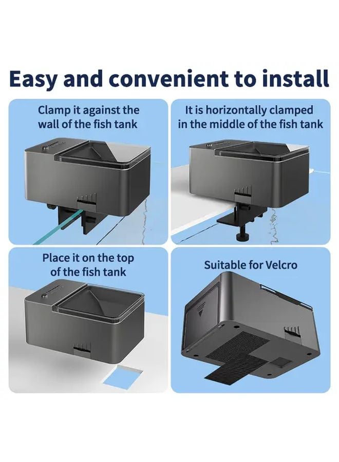 Gray Rectangular Automatic Fish Tank Feeder Timed Model Large Capacity Battery Powered - Image 5